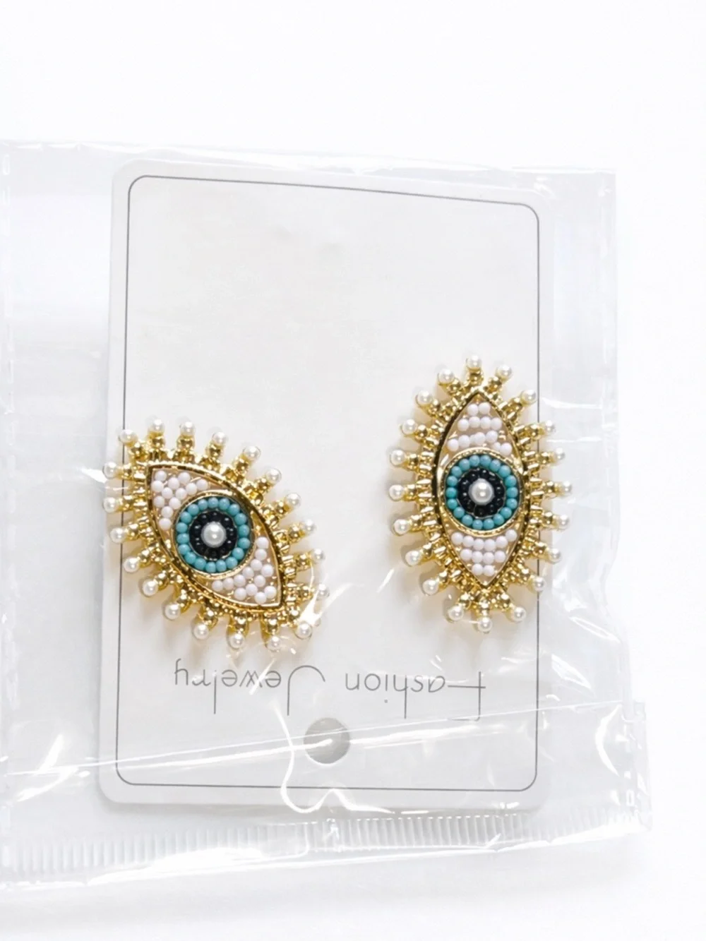 Gold Turquoise Eye Stud Earrings - Women Jewelry